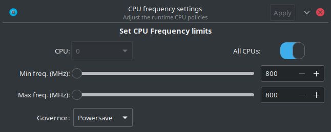 CPU frequency settings