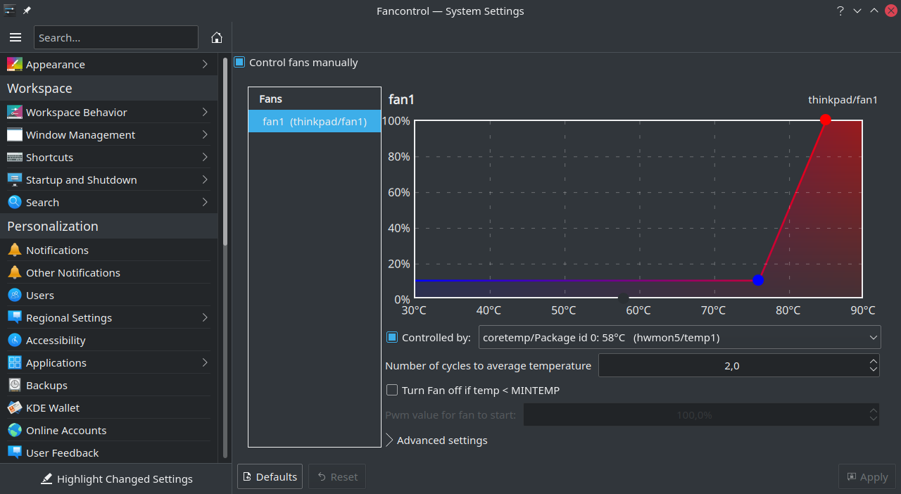 Fancontrol in KDE System Setting